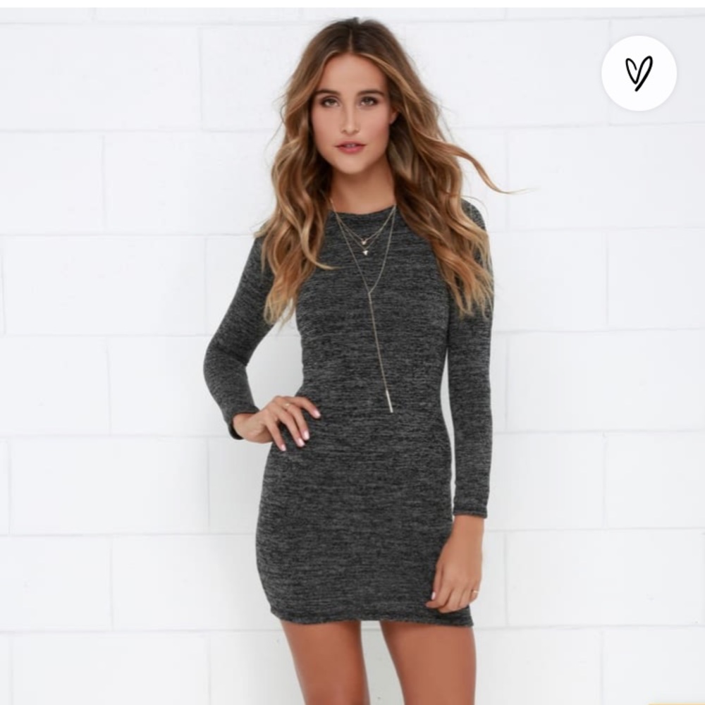 Lulus - In the Simpli-City Black and Ivory Sweater Dress Small